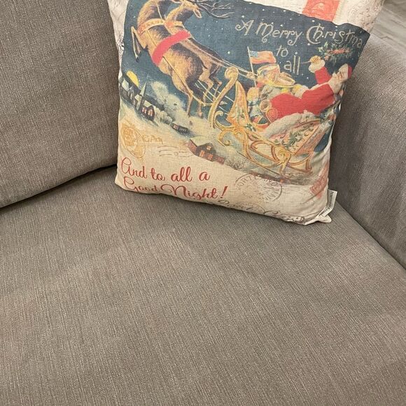 Primitives by Kathy Santa Reindeer Sled Christmas Pillow NWT - Picture 11 of 15